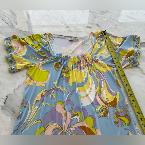 EMILIO PUCCI BLUE MULTI TOP STYLE 81JM16 SIZE IT 44 / US 10 - Picture 11 of 15